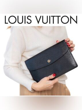 LOUIS VUITTON Epi Montaigne 27 Clutch Bag Black & Crossbody
